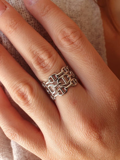 Bague AGATA triple rangs - argenté