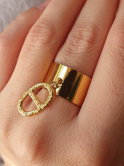 Bague breloque AGATA martelée - doré