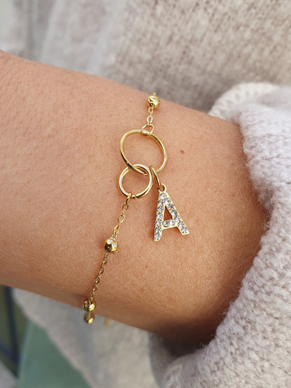 Bracelet ERIKA & petites perles (personnalisable) - doré