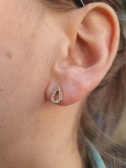 Boucles d'oreilles gouttes et zircons - doré