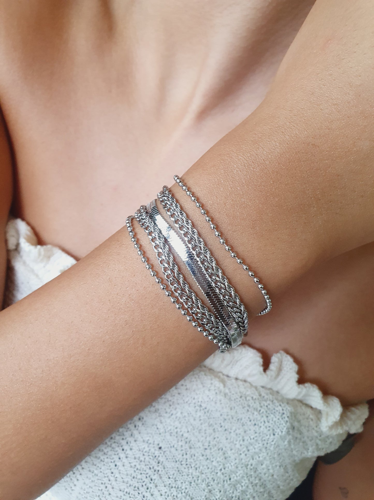 Bracelet multi-chaînes - argenté