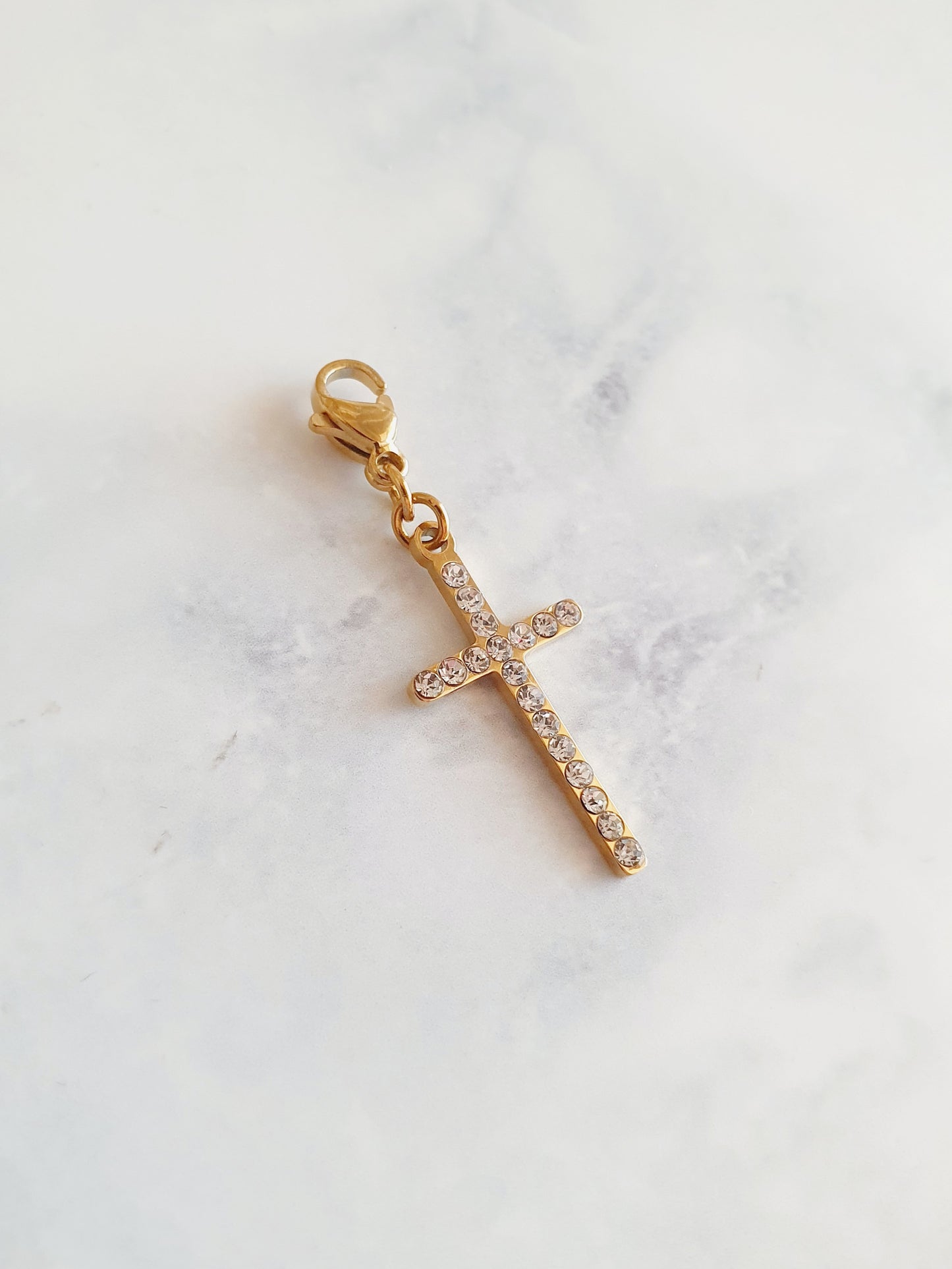 Charm grande croix luxe strass - doré