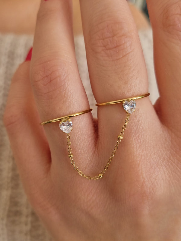 Double bague PAOLA - doré