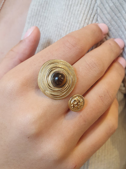 Bague ILIANA - doré/œil de tigre