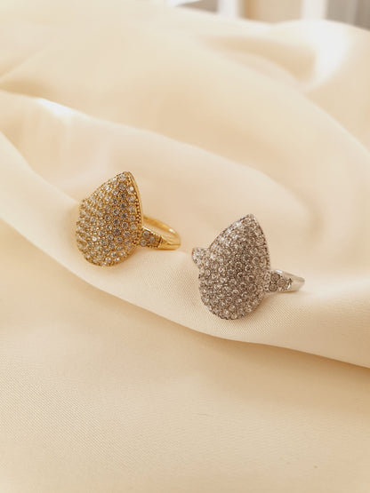 Bague goutte zircons - Coloris au choix