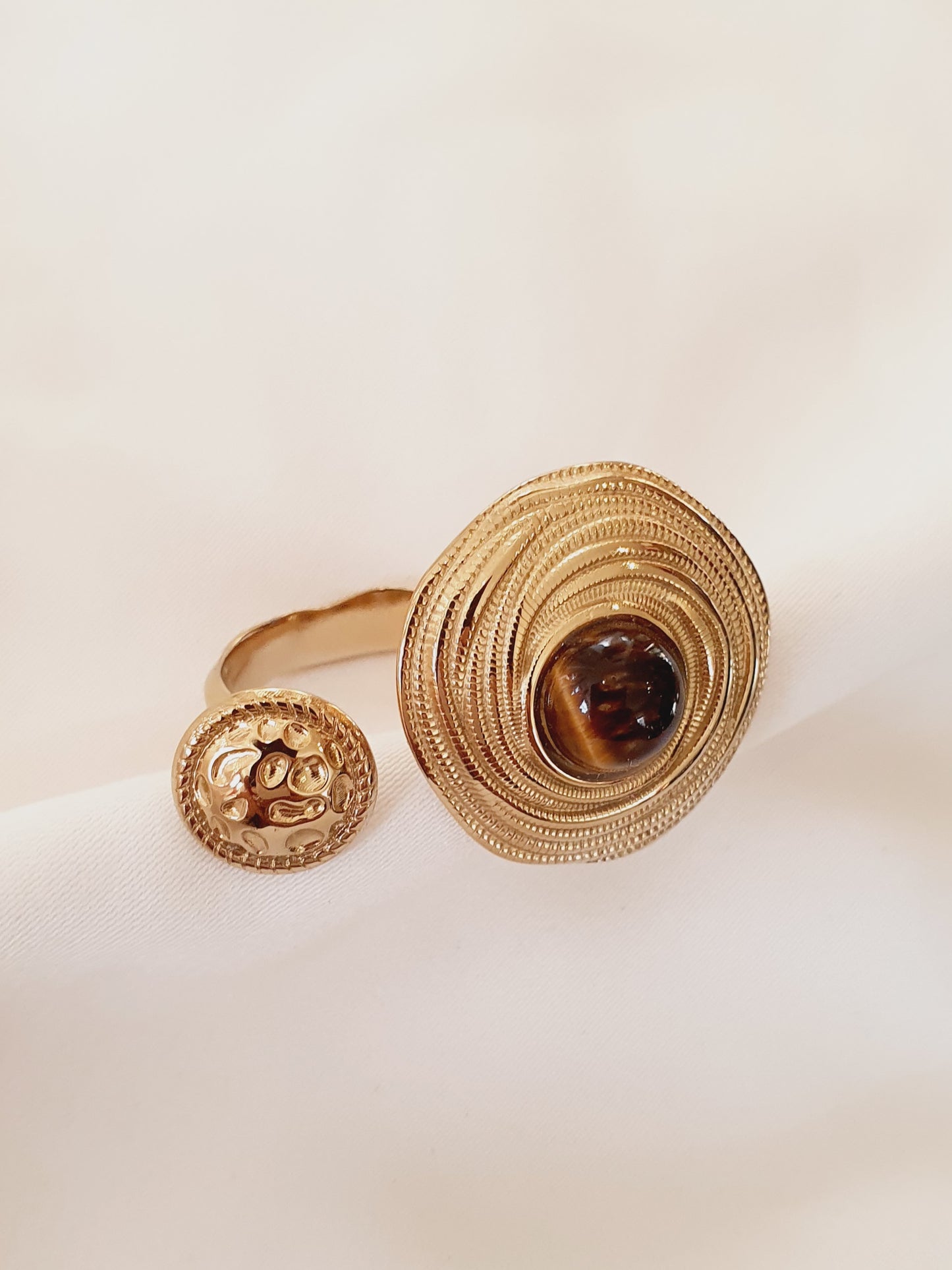 Bague ILIANA - doré/œil de tigre