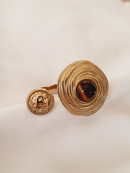 Bague ILIANA - doré/œil de tigre