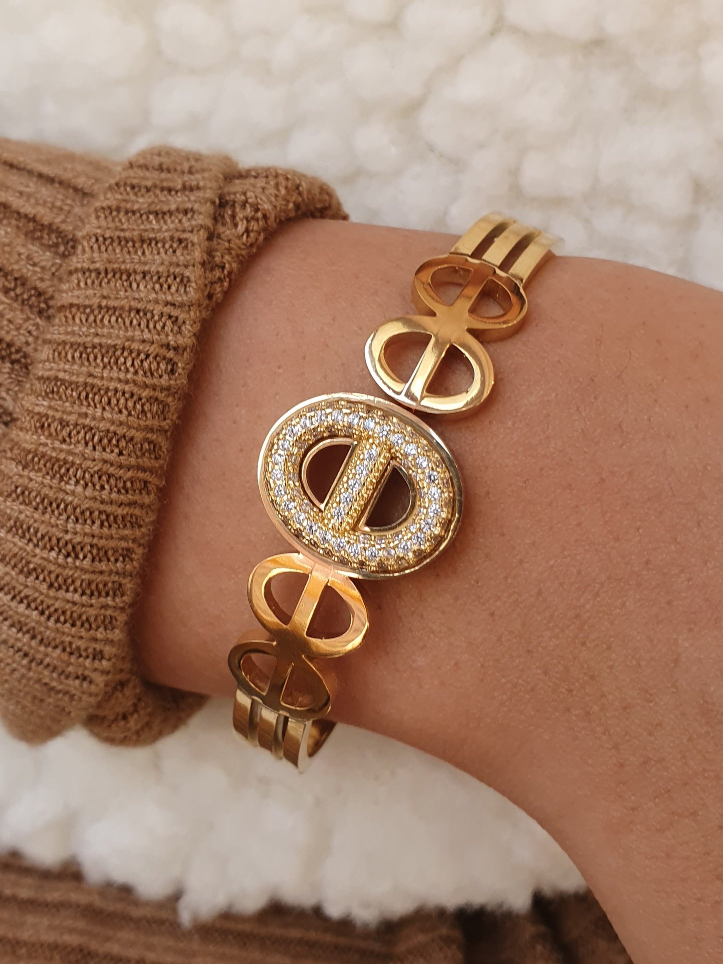 Bracelet jonc AGATA zircons - argenté