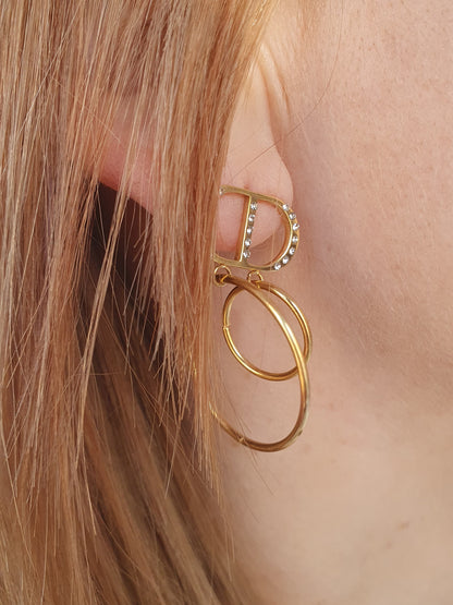 Boucles d'oreilles AGATA strass - doré