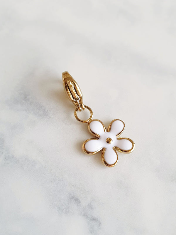 Charm petite fleur blanche - doré