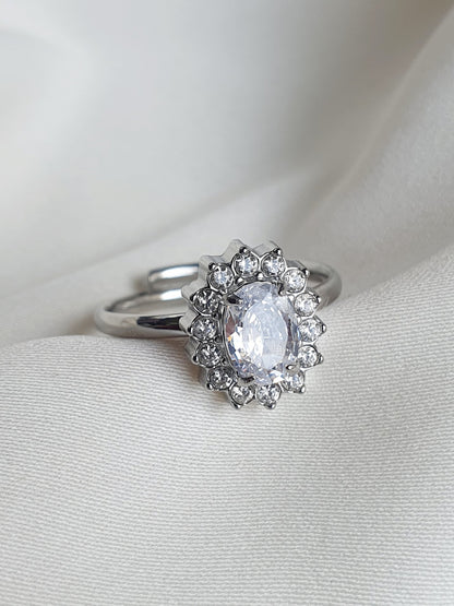 Bague PASSION - argenté/blanc