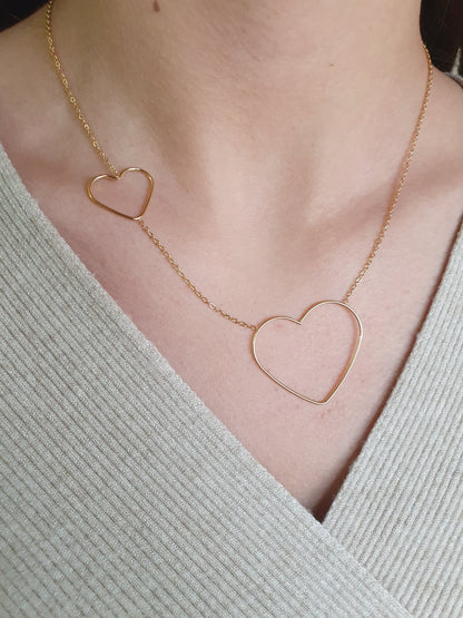 Collier duo de cœurs - doré