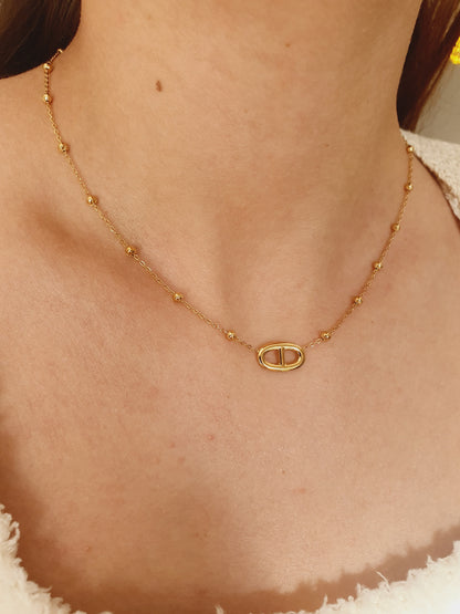 Collier Agata et petites perles  - doré