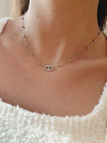 Collier Agata et petites perles  - doré