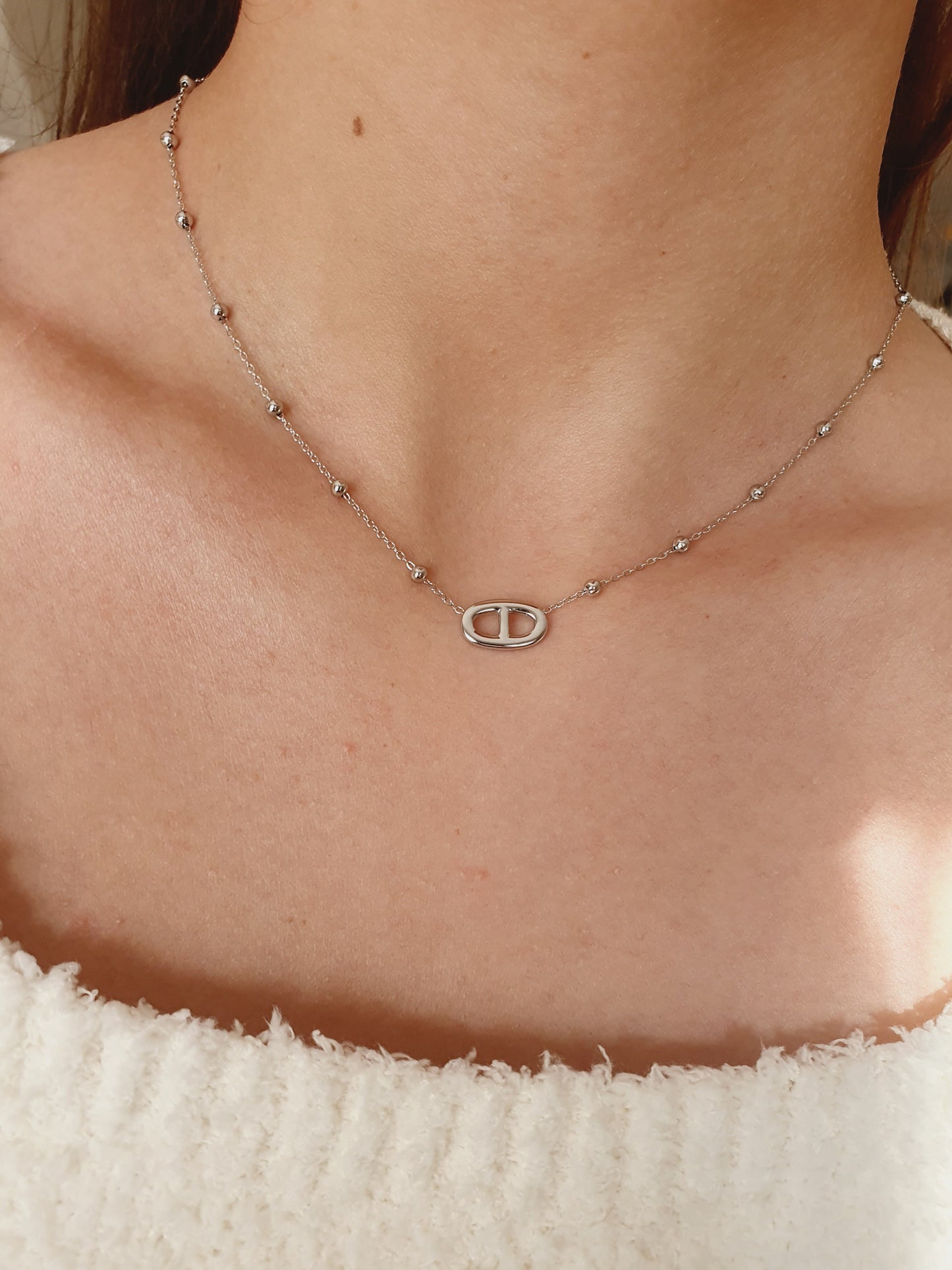 Collier Agata et petites perles  - doré