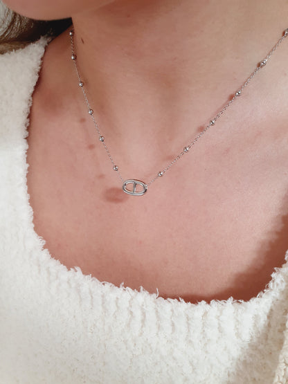 Collier Agata et petites perles  - doré