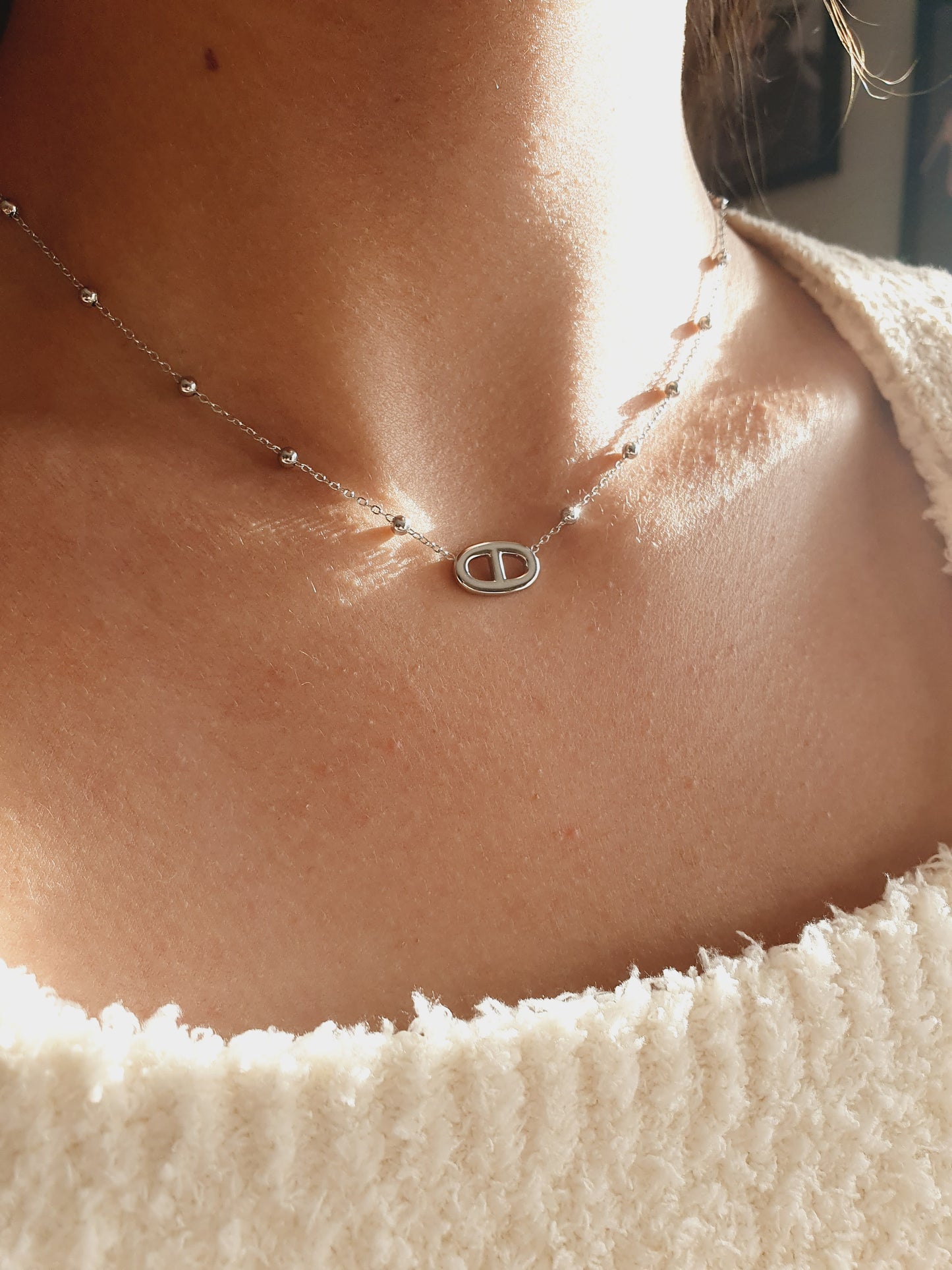 Collier Agata et petites perles  - doré