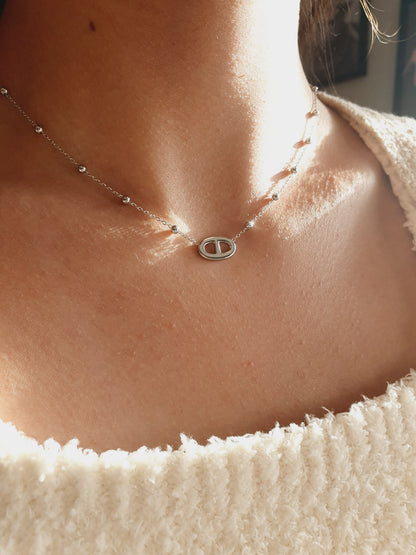 Collier Agata et petites perles  - doré