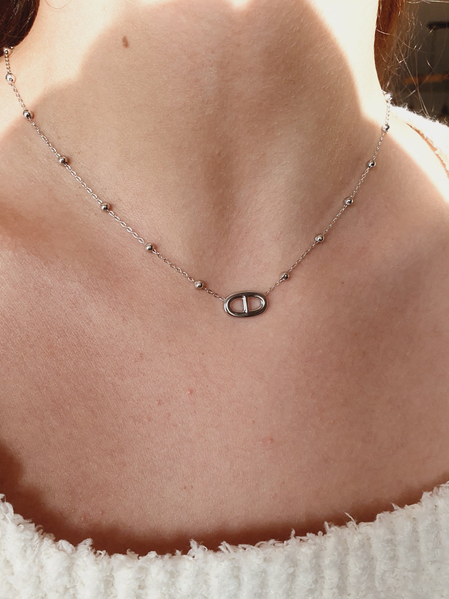 Collier Agata et petites perles  - doré