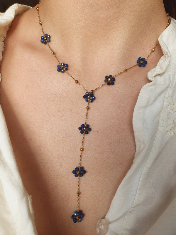 Sautoir FLORALYA - doré/bleu