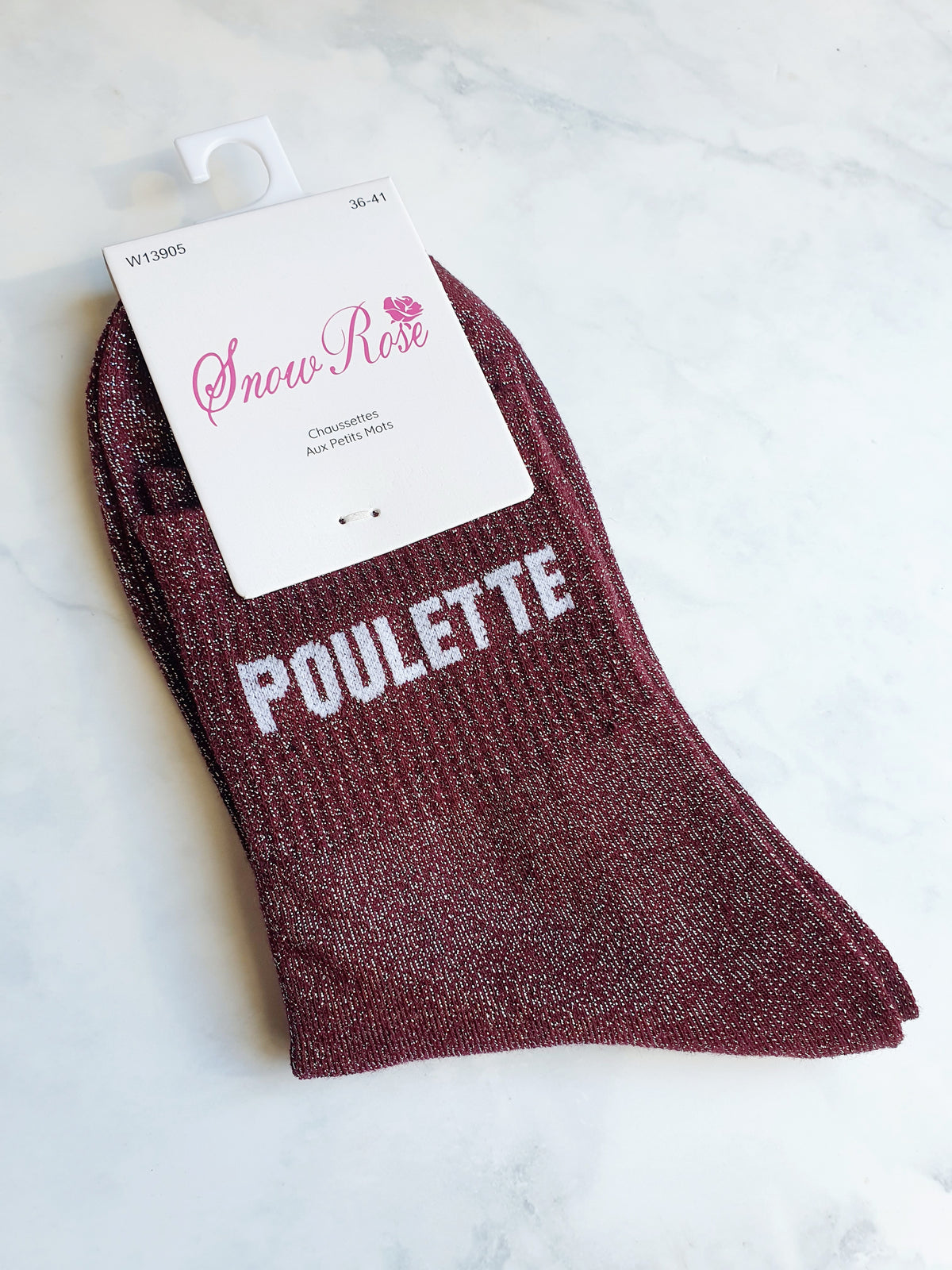 Chaussettes pailletées à message POULETTE | Couleur aléatoire
