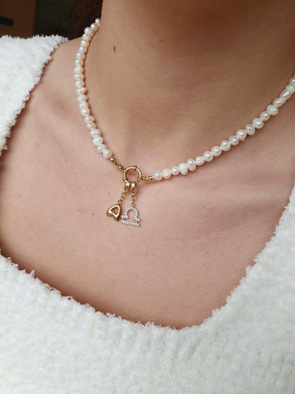 Collier en perles d'eau douce (personnalisable) - doré