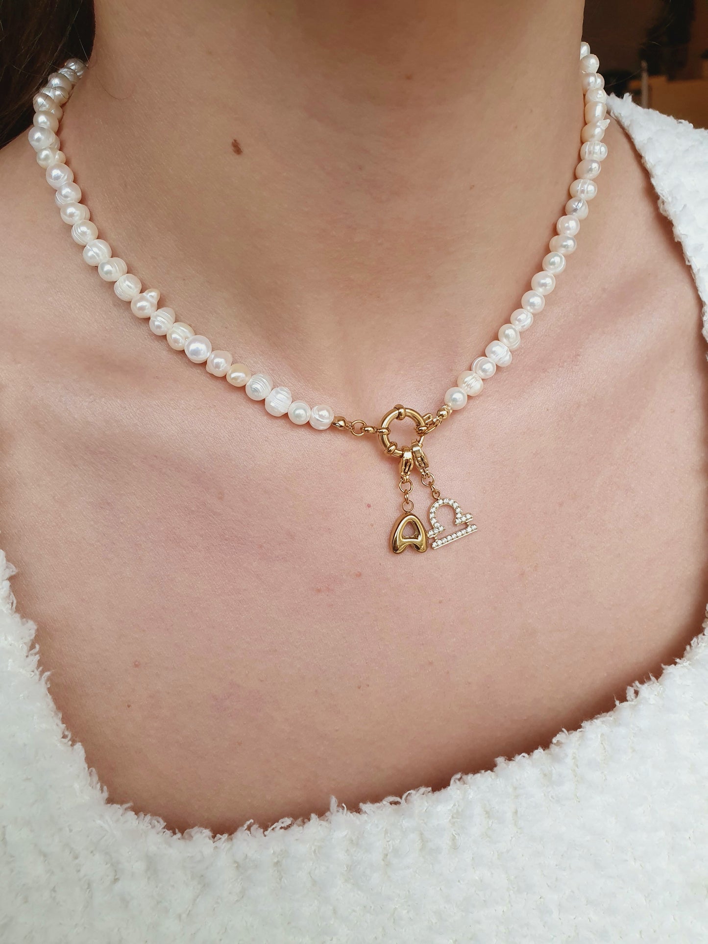 Collier en perles d'eau douce (personnalisable) - doré