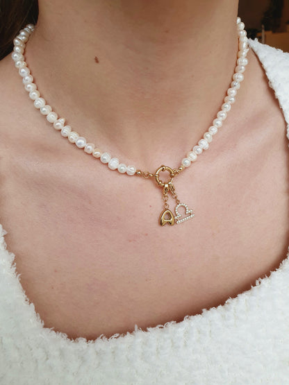 Collier en perles d'eau douce (personnalisable) - doré