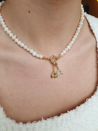 Collier en perles d'eau douce (personnalisable) - doré