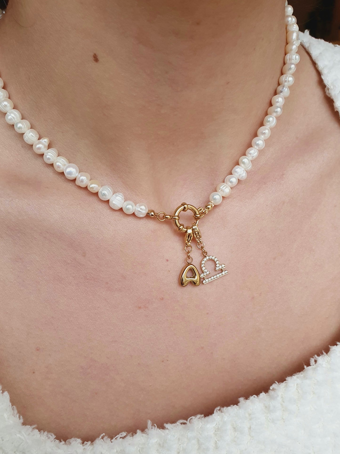 Collier en perles d'eau douce (personnalisable) - doré