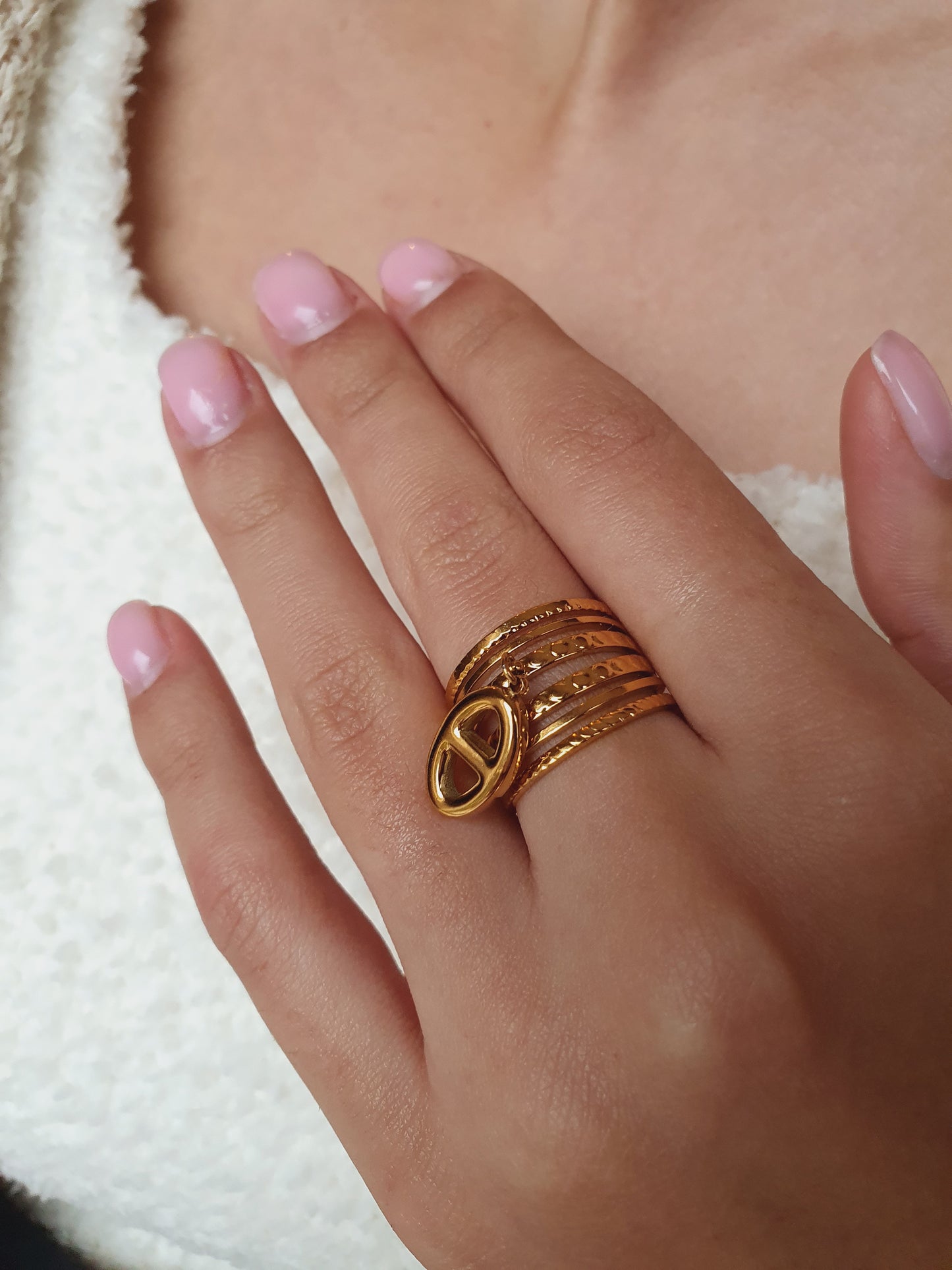 Bague multi-rangs breloque AGATA - doré