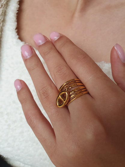 Bague multi-rangs breloque AGATA - doré
