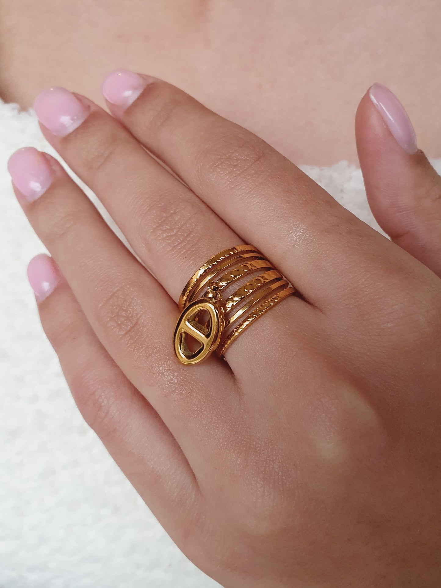Bague multi-rangs breloque AGATA - doré