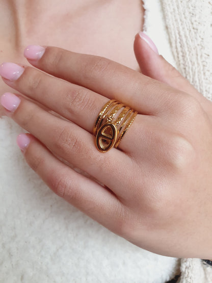 Bague multi-rangs breloque AGATA - doré