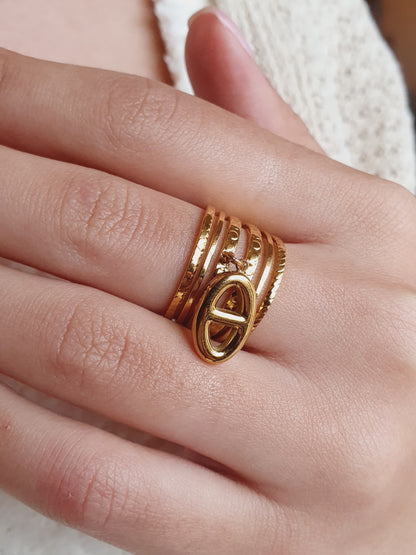 Bague multi-rangs breloque AGATA - doré
