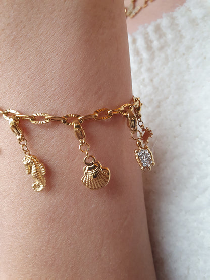 Bracelet petits maillons striés - Modèle B (à personnaliser) - doré