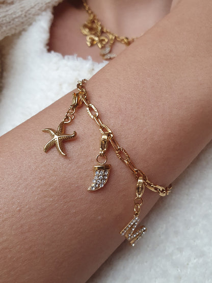 Bracelet petits maillons striés - Modèle B (à personnaliser) - doré