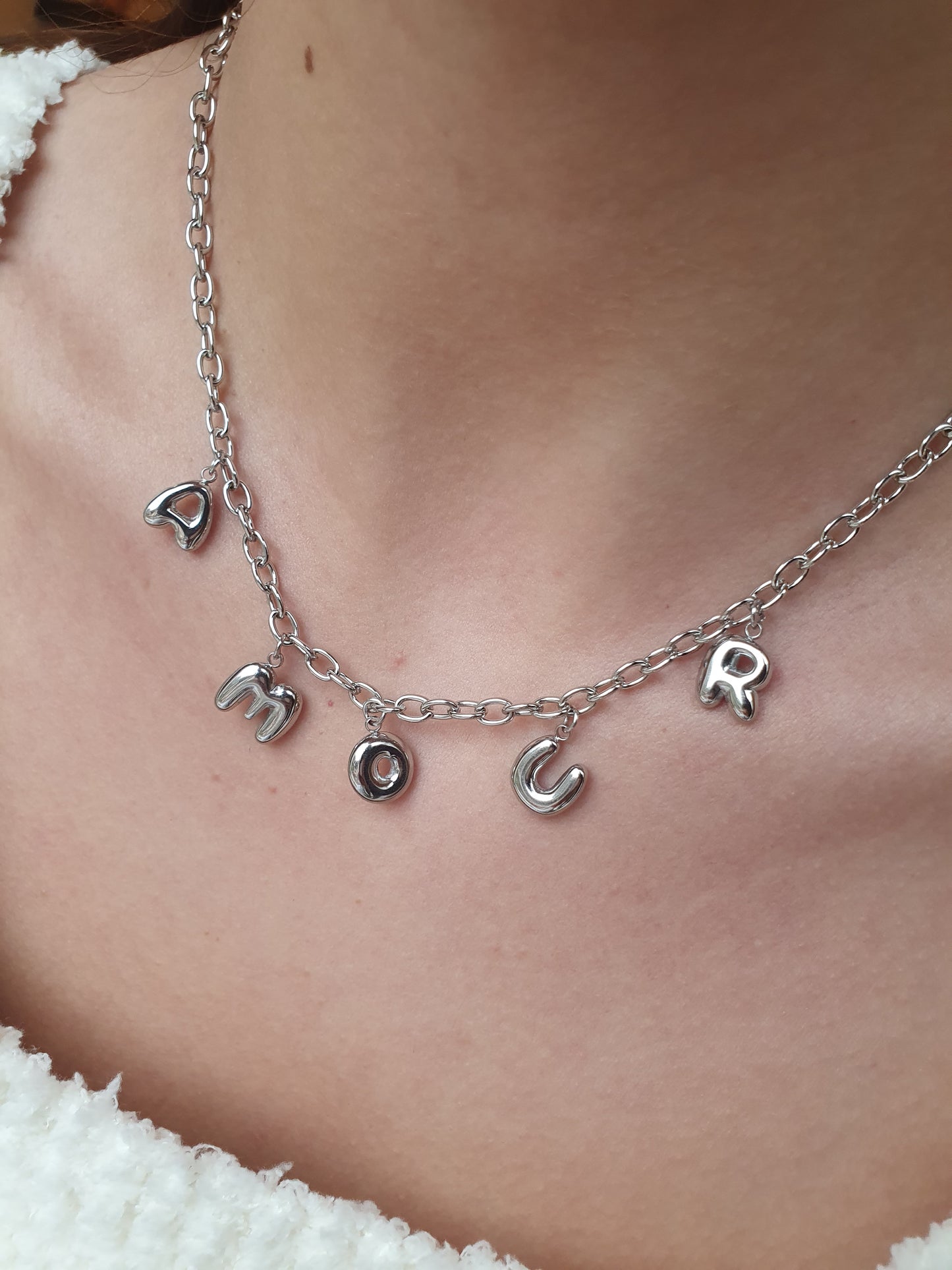 Collier lettres bubble Amour - argenté