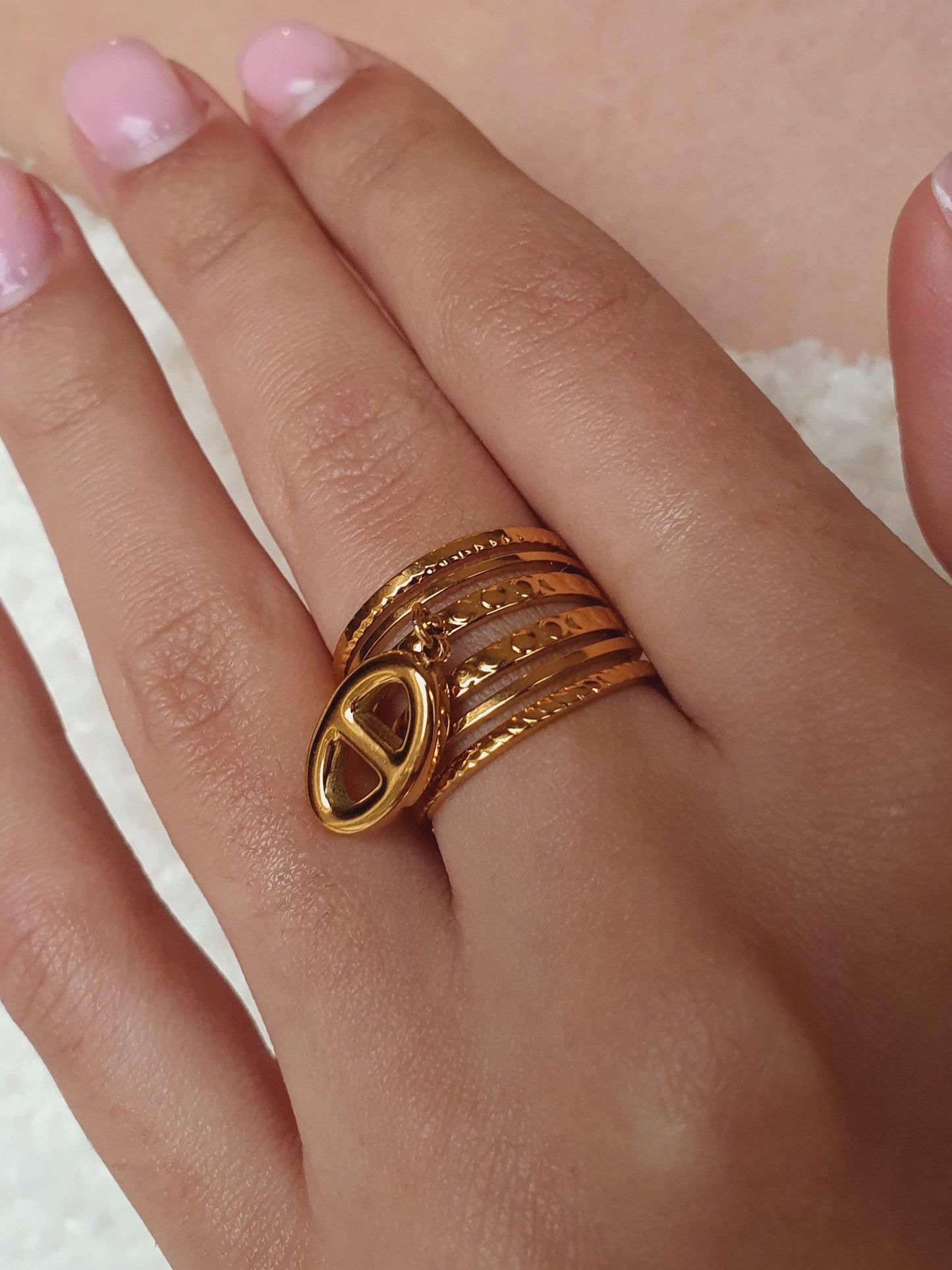 Bague multi-rangs breloque AGATA - doré