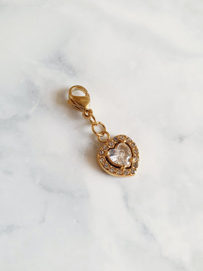 Charm coeur zircons PREMIUM - doré