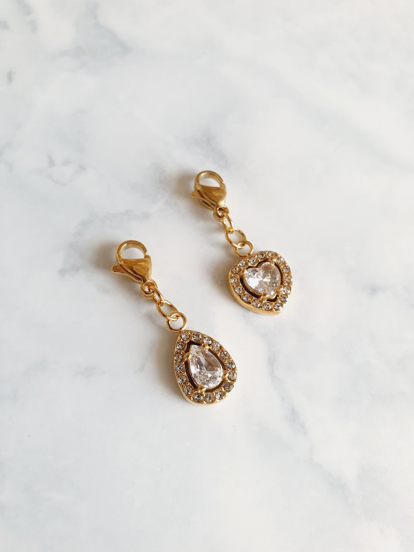 Charm coeur zircons PREMIUM - doré