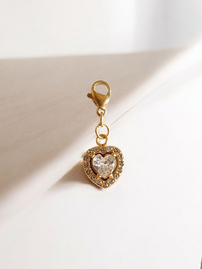 Charm coeur zircons PREMIUM - doré