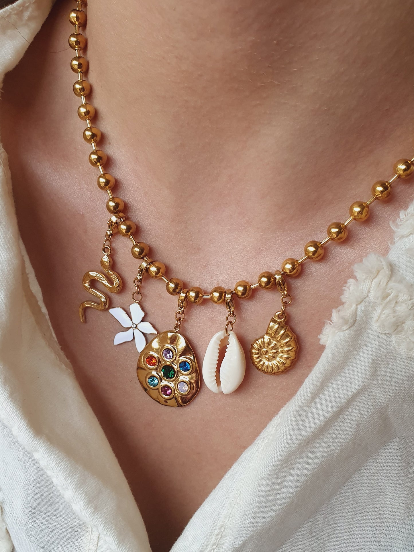 Collier boules HAILEY (personnalisable) - doré