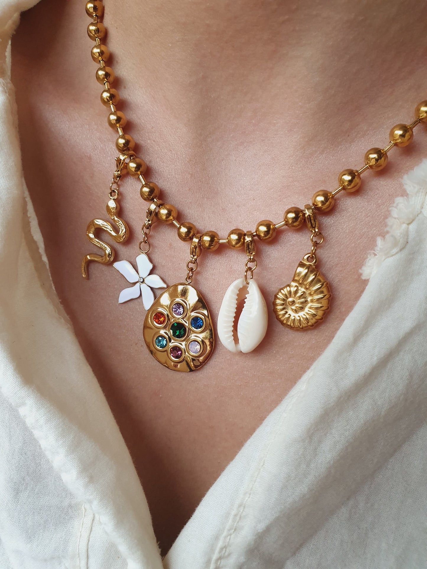 Collier boules HAILEY (personnalisable) - doré