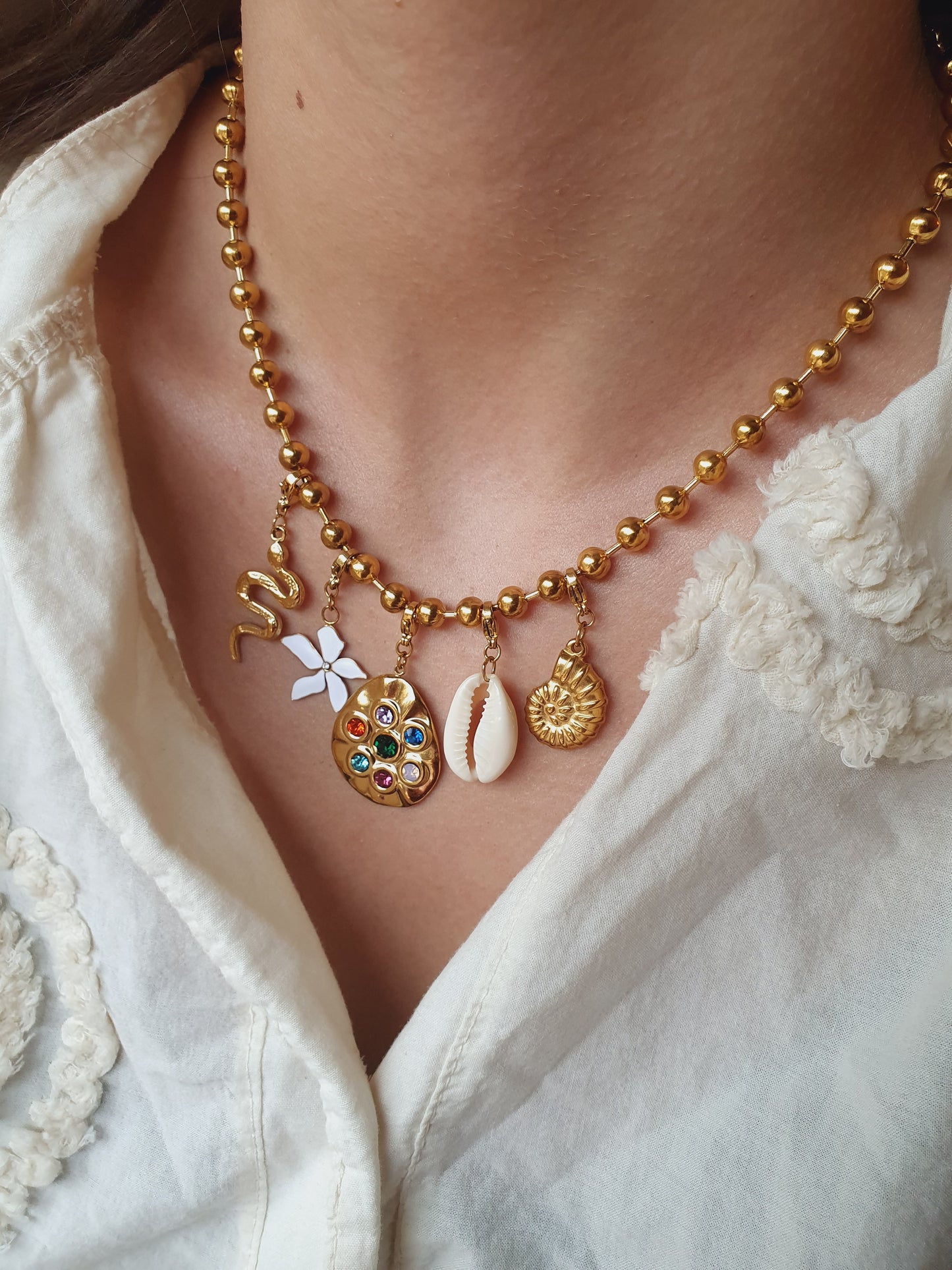 Collier boules HAILEY (personnalisable) - doré
