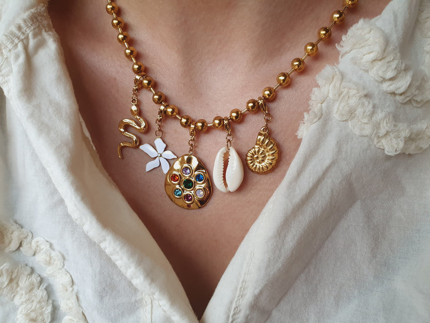 Collier boules HAILEY (personnalisable) - doré