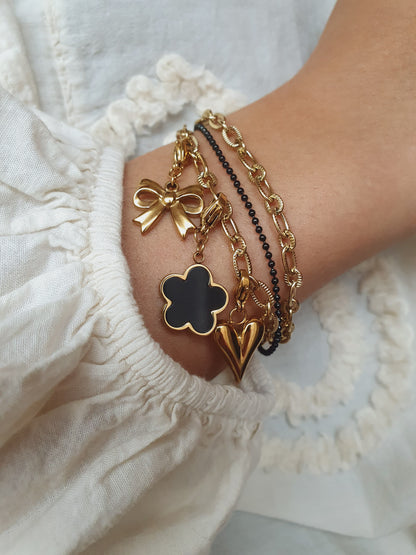Trio de bracelets petits maillons striés (à personnaliser) - doré