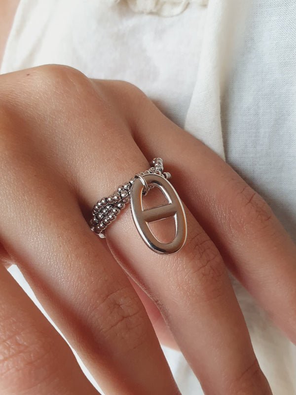 Bague élastique Big Agata - argenté