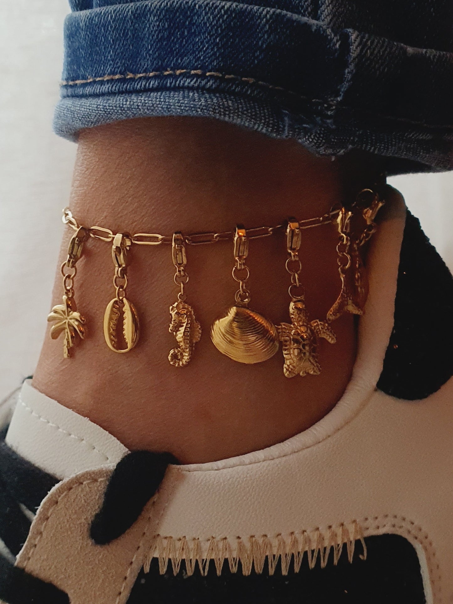 Chaîne de cheville petits maillons (personnalisable) - doré