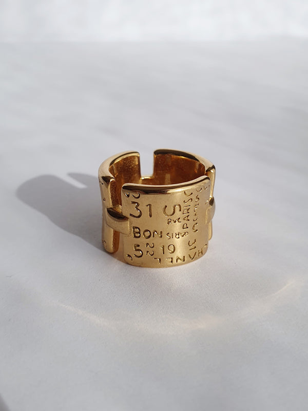 Bague écritures - doré | Tailles au choix